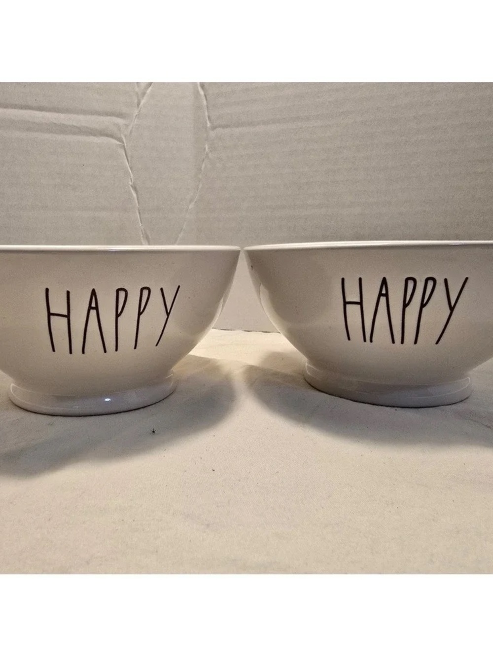 Ceramic 'Happy' White Serving Bowls - Set of 2